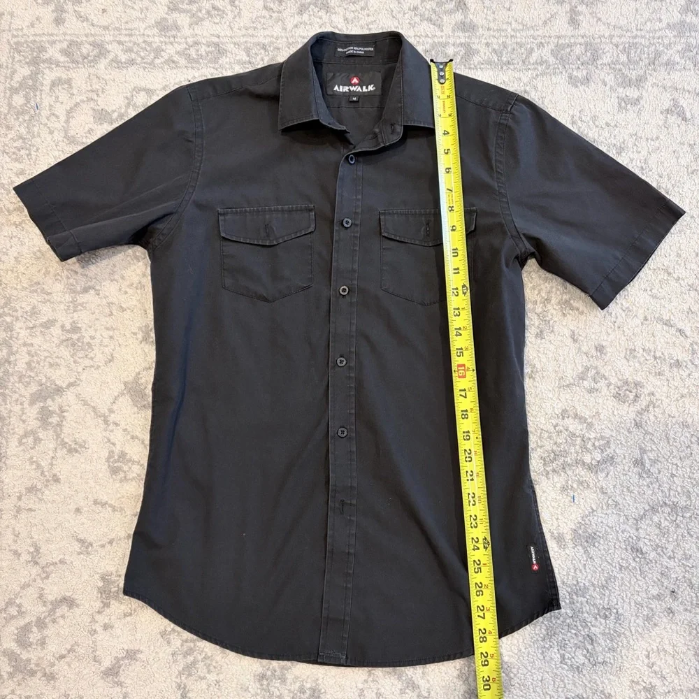 Airwalk Black Utility Button Up Shirt Mens M Skate Y2K Workwear Grunge - Picture 4 of 7
